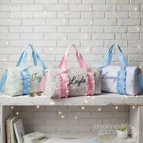 Custom Kids Luggage Bag: Personalized Floral Duffel Tote for Travel, Sleepovers, and Getaways