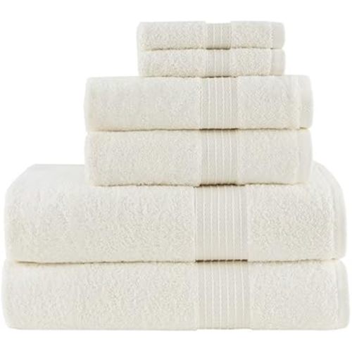 Madison Park Organic 100% Cotton Bathroom Towel Set, Hotel & Spa Quality Highly Absorbent, Quick Dry, Include for Shower, Handwash & Facial Washcloth, Multi-Sizes, Ivory
