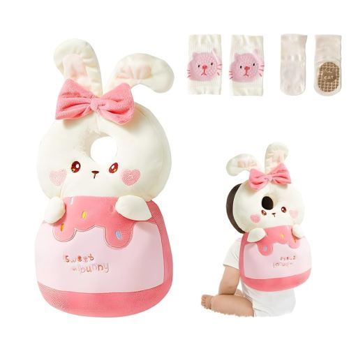 WKC Baby Head Protector Backpack with Knee Pads & Non-Slip Socks, Toddler Safety for Crawling & Walking (Style 11)