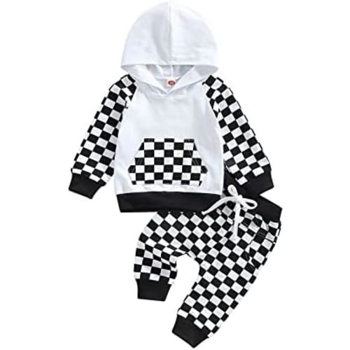 2Pcs Baby Boys Hoodie Tops Pants Set Dinosaur Deer Print Sweatsuit Fall Winter Outfits