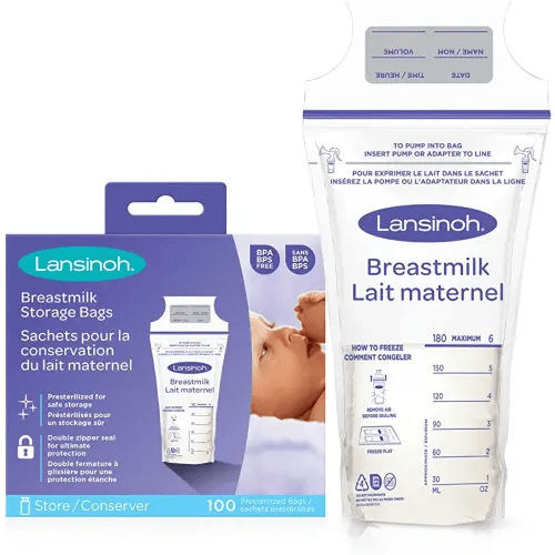 Lansinoh Breastmilk Storage Bags, 100 Count, Baby Essentials, Fast Freeze & Thaw Breast Milk Bags for Baby Bottle Feeding, Superior Strength & Stretch, 6 Ounce