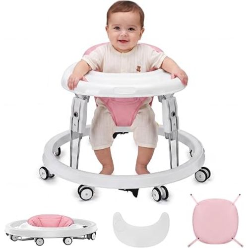 Baby Walker with Wheels, One-Touch Folding, Height Adjustment Baby Walkers