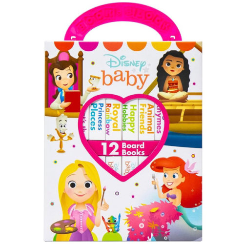 Disney Baby Princess Cinderella, Belle, Ariel, and More! - My First Library Board Book Block 12 Book Set - First Words, Colors, Numbers, and More! - PI Kids