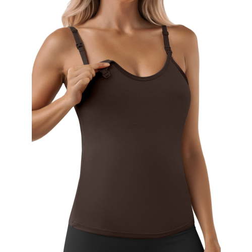 Anygrew Womens Maternity Nursing Tank Tops Camis Adjustable Straps Breastfeeding Camisoles with Built in Bra