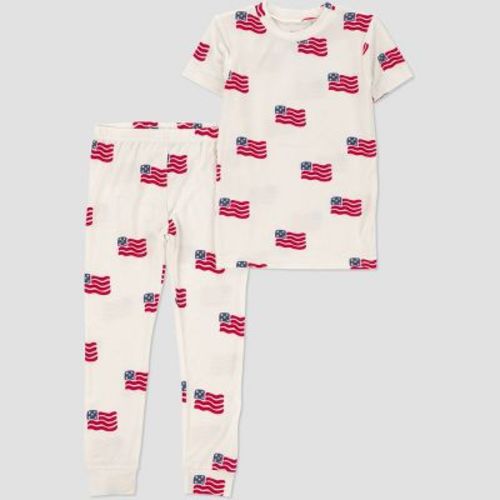 Carter's Just One You® Toddler 2pc Short Sleeve Flag Comfy Soft Tight Fit Pajama Set - Cream 12M