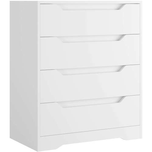 Homfa 4 Large Drawers Dresser, Modern Wood Chest of Drawers for Bedroom Hallway Living Room, White