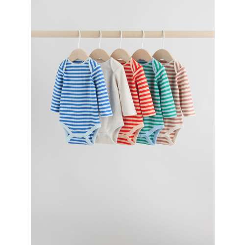 (9-12 mo) Multi Baby Long Sleeve Bodysuits 5 Pack