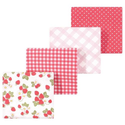 Luvable Friends Hudson Baby Flannel Receiving Blankets 4pk, Sweet Berries