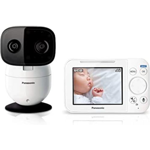 Panasonic Baby Monitor with Camera and Audio, 3.5” Color Video, Extra Long Range, Secure Connection, 2-Way Talk, Soothing Sounds, Remote Pan, Tilt, Zoom - 1 Camera - KX-HN4101W (White)