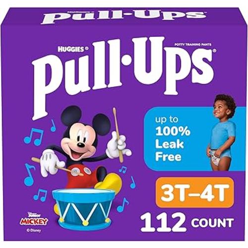 Pull-Ups Boys' Potty Training Pants, Size 3T-4T Training Underwear (32-40 lbs), 112 Count (4 Packs of 28), Packaging May Vary