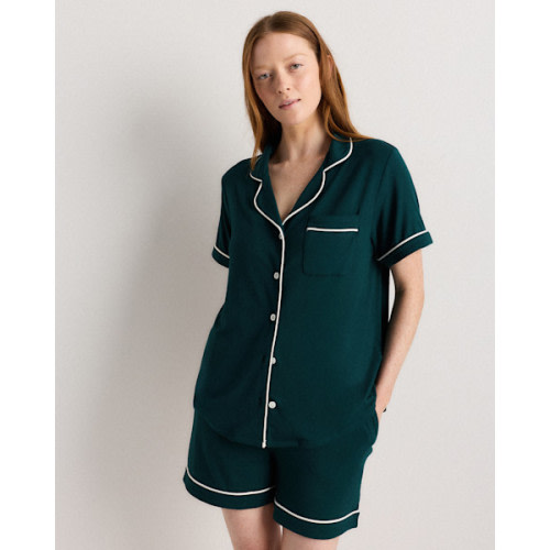 Bamboo Jersey Short Sleeve Pajama Set in Deep Navy