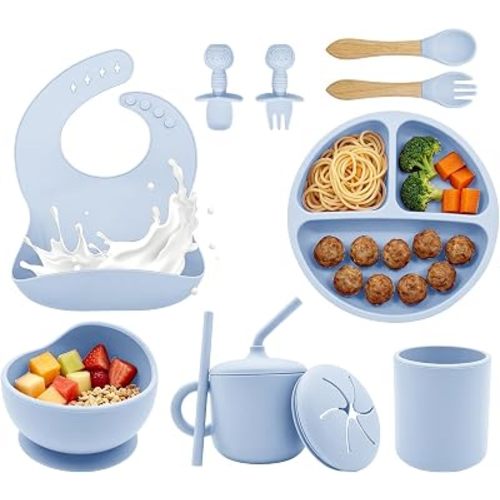 Silicone Baby Feeding Set 9 Pcs, Baby Led Weaning Supplies