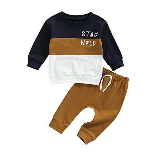 Rtnnsbbfcm Baby Boy Spring Fall Clothes Long Sleeve Striped Front Pocket Shirt Top Sweatpants 2Pcs Casual Outfit