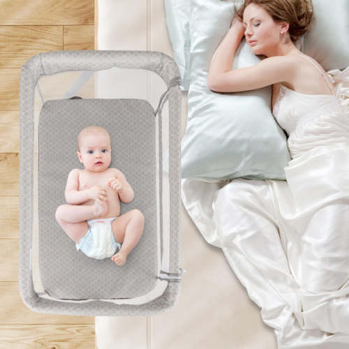 INFANS Baby Bedside Bassinet, Over-Bed Baby Bassinet with Adjustable Height, Safe Close Sleeping