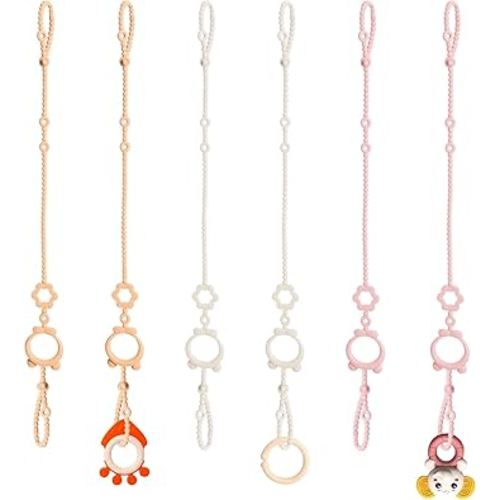 Toy Straps for Baby, 6pcs Adjustable Toy Holder for Stroller Accessories, Silicone Baby Tether Pacifier Clip, No Throw Baby Travel Essential Leash for High Chair, Car Seat, Baby Toy Clips