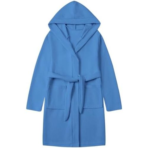 Umeyda Boys Girls Hooded Robe Kids Soft Waffle Cotton Robes Spa Bathrobe Pajamas Sleepwear, 3-12 Years