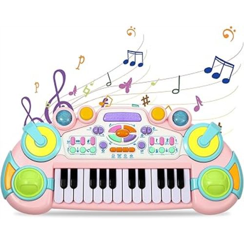 Toddler Piano Toy Keyboard, 24 Keys Toy Piano for Baby, Multifunctional Baby Pianos Girl Toys Kids Keyboard for Toddlers, Birthday Gift for 1-4 Years Old Boys Girls Gifts