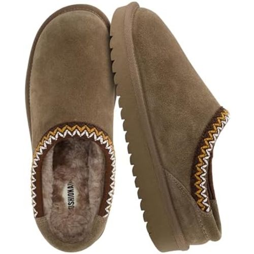 CUSHIONAIRE Keto Womens Slippers Slip-On Suede Mule Slipper - Cozy & Stylish, Memory Foam & Faux Fur Lining, Wide Widths Available
