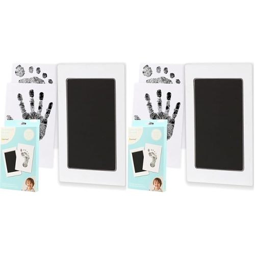 Pearhead M/L Clean-Touch Baby Ink Pad, No Mess Inkless Baby Safe Ink, DIY Handprint and Footprint Keepsake, Black, Medium/Large (Pack of 2)