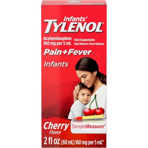 Infants' Tylenol Liquid Pain Relief & Fever Medicine, Oral Suspension, Acetaminophen for Sore Throat, Headache & Teething, Pain Reliever & Fever Reducer for Kids; Cherry Flavor, 2 fl. oz.; Pack of 1