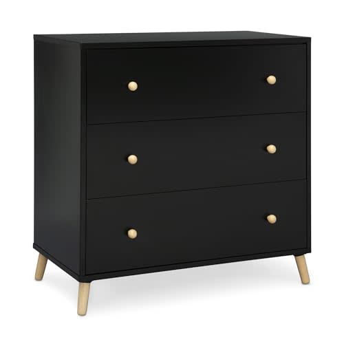 Delta Children Essex 3 Drawer Dresser with Interlocking Drawers, Ebony/Natural