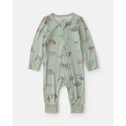 Baby Boy Desert PurelySoft™ 2-Way Zip Sleep & Play Pajamas - Green | Carter's