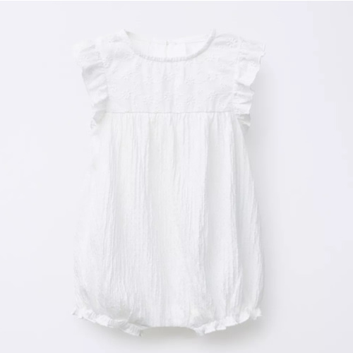 SWISS EMBROIDERED TEXTURED ROMPER - Oyster-white | ZARA United States