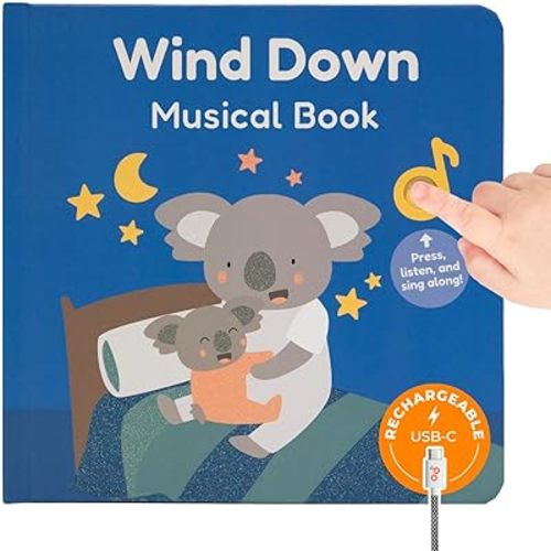 Cali’s Books Wind Down – USB-C Rechargeable Baby Book for Toddlers 1-3, Headphone Jack, Expert-Designed Bedtime Musical Book with Gentle Activities and Affirmations for a Calming Nightly Routine