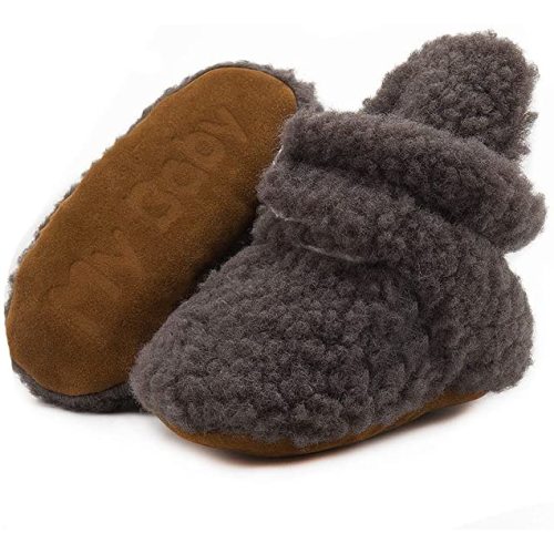KIDSUN Baby Boys Girls Cozy Fleece Booties Soft Non-Slip Stay On Slippers Infant Winter Warm Christmas Socks