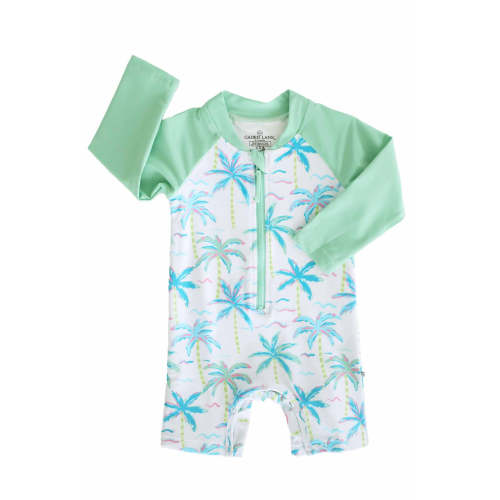Long Sleeve Rash Guard Swim Romper Shortie | Blue Lagoon