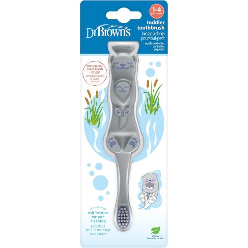 Dr. Brown's Otter Toddler Toothbrush, Soft Bristles with Suction Cup for Storage, BPA Free, Ages 1-4, 1-Pack