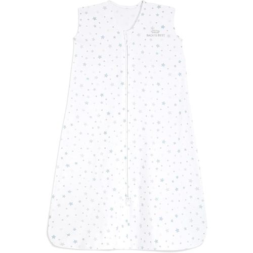 HALO SleepSack, 100% Cotton Wearable Blanket, Swaddle Transition Sleeping Bag, TOG 0.5, Twinkle Blue, Medium, 6-12 Months