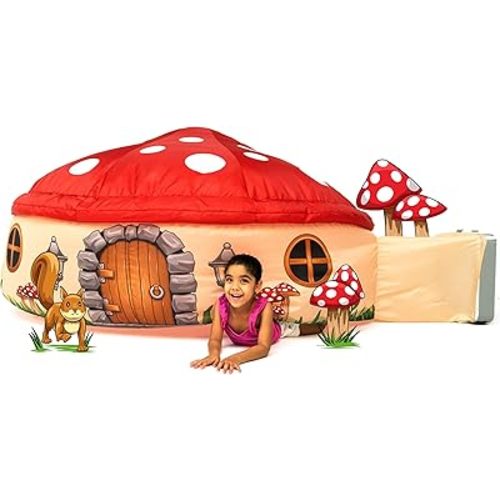 The Original Patented AirFort - Build A Fort in 30 Seconds, Inflatable Fort for Kids, Play Tent for 3-12 Years, A Playhouse Where Imagination Runs Wild, Fan not Included (Mushroom House)