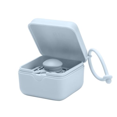 BIBS Pacifier Box with Loop for Storing & Carrying Soothers | 100% BPA Free Material | Designed & Made in Denmark | Baby Blue