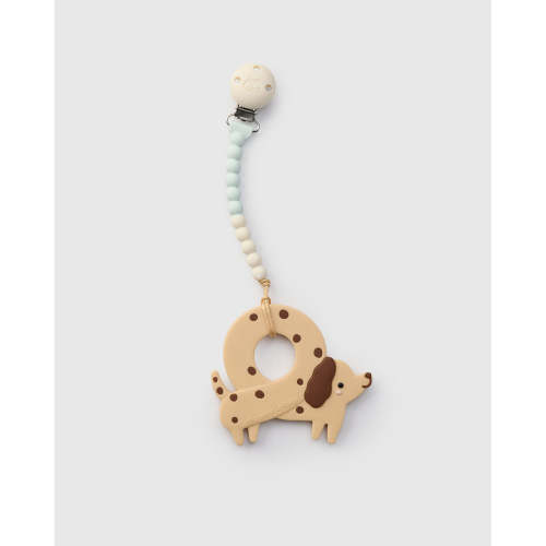 Pacifier Clip Teether Set - Pretzel Dog