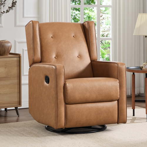 Bonzy Home Swivel Rocking Chair, Rocker Recliner Chair, Glider Chair, Manual Recliner for & Living Room,Brown