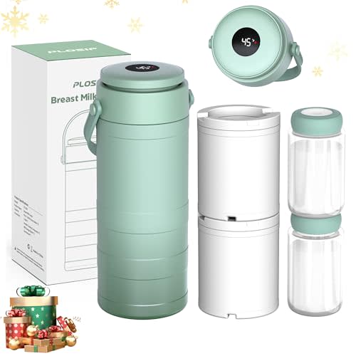 Portable Breast Milk Cooler for Outdoors, 360° All-Round Cooling Keeps Milk Fresh for 24 Hours, 22oz Large Capacity Breastmilk Chiller with 2pcs BPA-Free Bottle for Breastmilk Storage