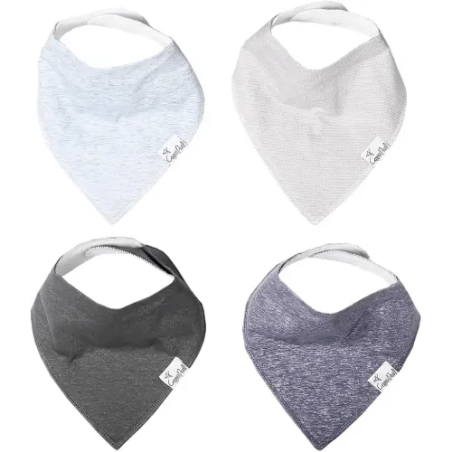 Copper Pearl 4 Pack Soft Cotton Baby Bibs for Drooling and Teething, Absorbent Drool Bibs for Baby Girl and Boy, Adjustable to Fit Newborns to Toddlers, Tons of Styles (Lennon)