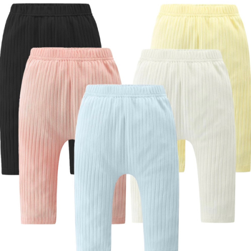 Fullfamous Baby and Toddler Girl's 5 Pack Cotton Ribbed Pull On Pants Leggings 0-4 Years