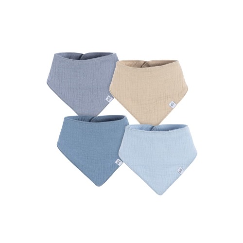 Muslin Bandana Bibs 4-Pack Blues