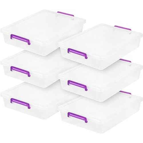 IRIS USA Storage Bins with Lids |Made in USA| 6 Qt - (6-Pack) - Clear