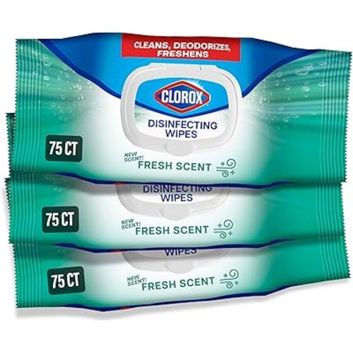 Clorox Disinfecting Wipes Flex Pack, Bleach Free, Fresh Scent, 75 Count, Pack of 3 (Pack May Vary)