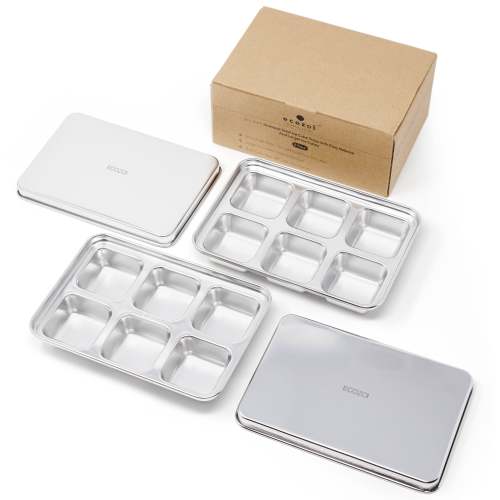 Ecozoi STAINLESS STEEL ICE CUBE TRAYS, 12 Large Cubes, 2 PACK