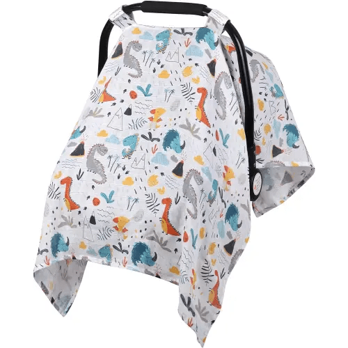 Metplus Muslin Carseat Cover for Babies,Breathable Infant Carseat Cover Lightweight Baby Carrier Cover for Girls Boys, Fit Spring Summer/Hot Days/Warm Weather