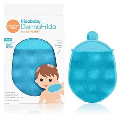 DermaFrida the Bath Mitt by Frida Baby | Toddler Quick-Dry Body Bath Brush, Silicone, Replacement to Kid's Washcloth | Fits Both Parent or Child for Early Stage Development