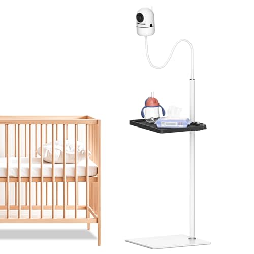 Height Adjustable Baby Monitor Camera Stand for HelloBaby, VTech, Infant Optics DXR-8 & DXR-8 Pro, Nanit Pro Baby Monitor Stand Wr Storage Tray - Baby Monitor Floor Stand for Eufy, Owlet, VAVA etc.