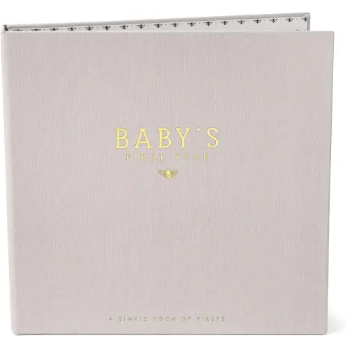 Lucy Darling Linen Covered Luxury Baby Memory Book - First Year Journal Album Photo Book To Capture Precious Memories - Keepsake Pregnancy Baby Record Book For Girl (Honey Bee)