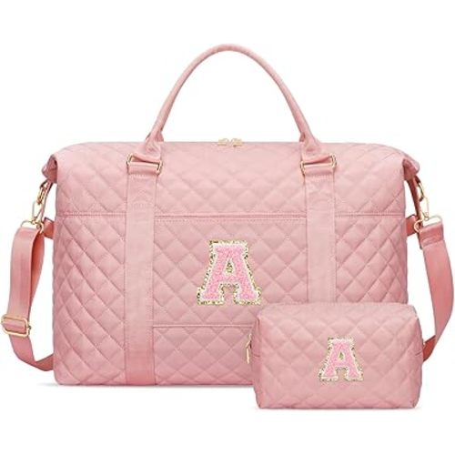 Easter Gifts for Women, Initial Travel Duffle Bag, Personalized Weekender Overnight Bags, Monogram Hospital Sport Gym Carry On Bags with Wet Pocket（Black,A)