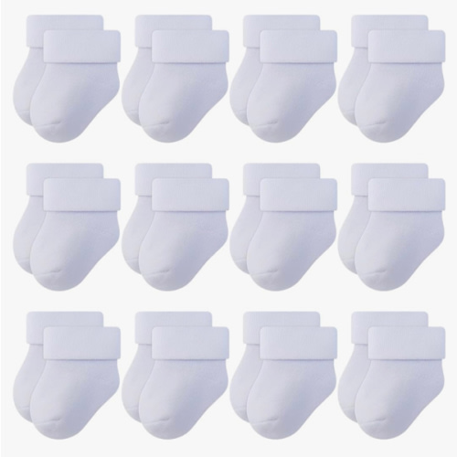 RATIVE Newborn Baby Socks 0-6,6-12 Months Terry Turn Cuff Socks for Boys Girls