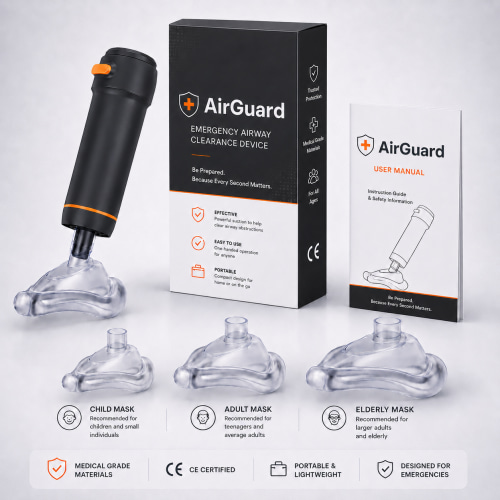 The AirGuard Emergency Airway Clearance Device - Easy to Use, Anti-Choking Suction Device for Kids, Adults and Elderly. Choking Rescue Device & Part of Your home Choking Emergency Kit